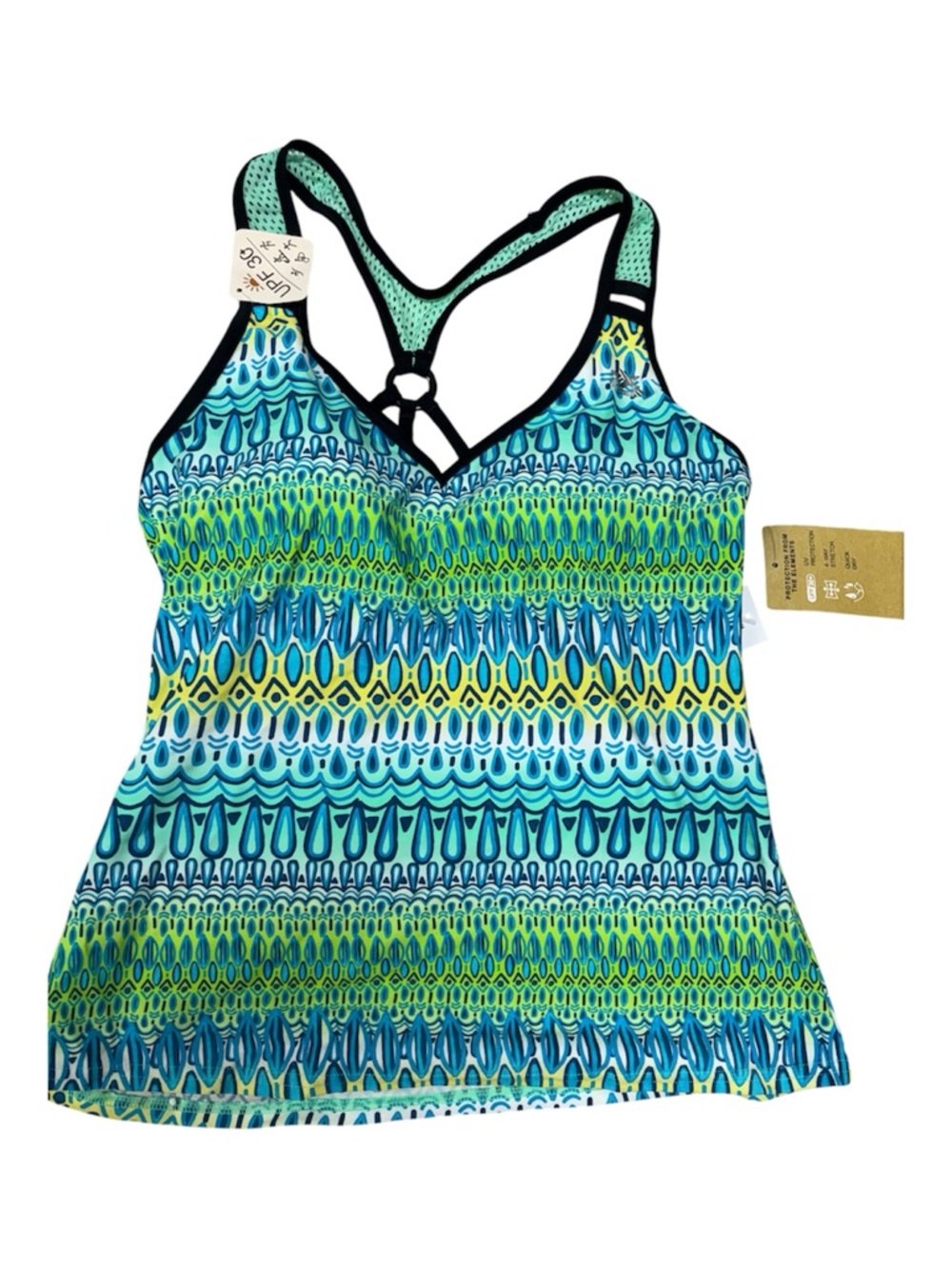 ZeroXposur Blue Green Patterned One-Piece Swim Tankini